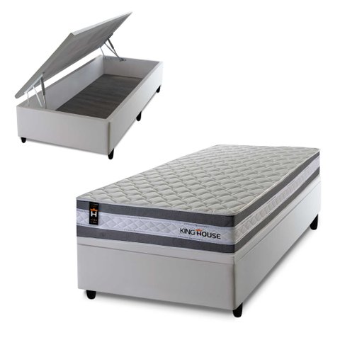 Conjunto Box Baú Alpine Branco 88x188x72 c/ Molas Ensacadas