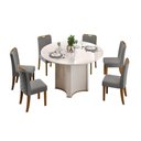 Ver imagem 4 de Mesa de Sala Jantar Chanel c/ Tampo Madeirado c/ Vidro Redondo 136x136cm Off White/Off White - Dj m