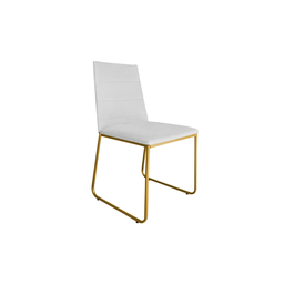 Kit 06 Cadeira de Jantar Estofada Lille Base Gold Courino Branco - Montanaris Decor - 2