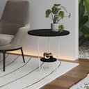 Ver imagem 2 de Mesa Lateral Redonda Industrial Italy Ferro Branco e Tampo Preto