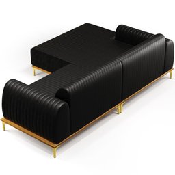 Sofá 4 Lugares com Chaise Esquerdo Sala Estar Molino 255cm D02 Couríssimo Preto B-159 - Lyam - 7