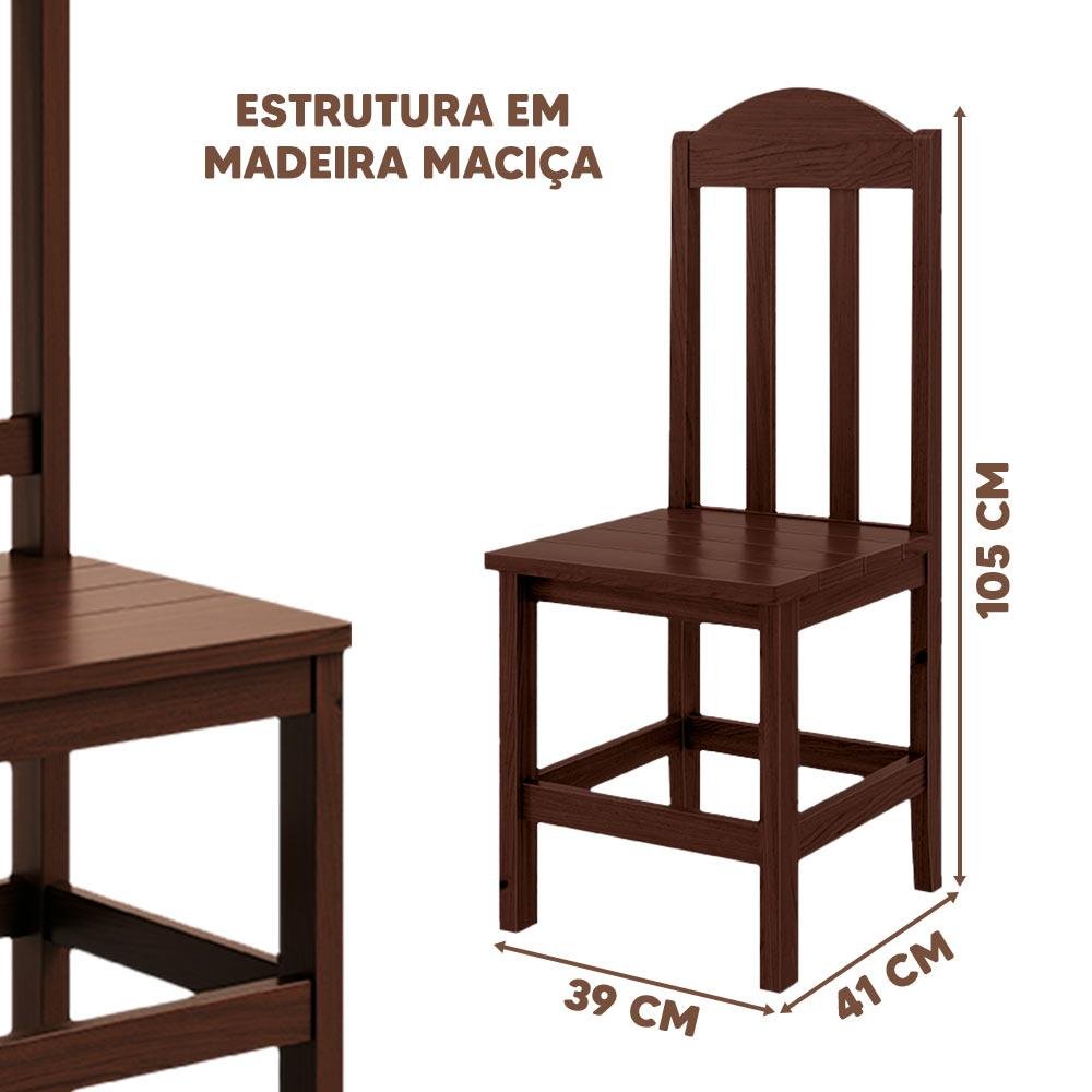 Conjunto Mesa com 8 Cadeiras em Madeira Maciça 200cm Castanho Safira Shop Jm - 4