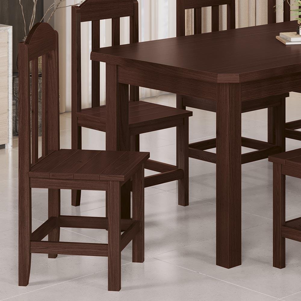 Conjunto Mesa com 8 Cadeiras em Madeira Maciça 200cm Castanho Safira Shop Jm - 5