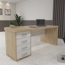Ver imagem 6 de Escrivaninha Mesa Escritório em L Diretor Tamburato Le com 4 Gavetas 180cm Branco/Carvalho Artany