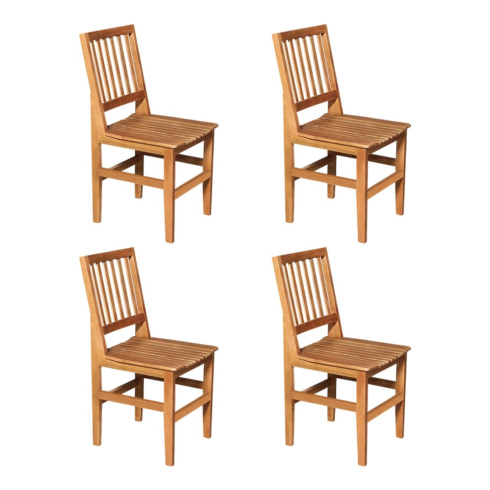 Kit 4 Cadeiras de Jantar Madeira Maciça Ripada Rústica Confort - Castanho