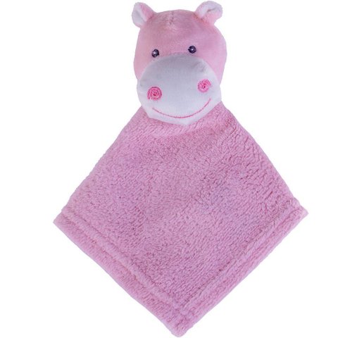 Naninha para Meninas Coral Fleece 100% Poliéster 27x27cm Hipopótamo Rosa