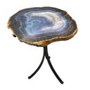 Ver imagem 1 de Mesa Chapa Grossa Ágata Tamanho Pequeno Base De Ferro Preta