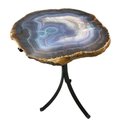 Ver imagem 1 de Mesa Chapa Grossa Ágata Tamanho Pequeno Base De Ferro Preta