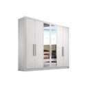 Ver imagem 1 de Guarda Roupa Casal 6 Portas e 8 Gavetas c/ Espelho Rizon Plus Branco - Novo Horizonte