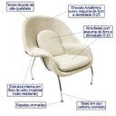 Ver imagem 2 de Poltrona para Sala Womb Chair com Puff Tecido Boucle Bege Luxo Poltronas do Sul
