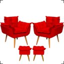 Ver imagem 1 de Kit 2 Poltronas Decorativas Para Recepção Manicure Sala De Estar + 2 Puff Reforçado Suede