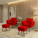 Ver imagem 1 de Kit 2 Poltronas Decorativa e 2 Puffs para Sala Recepção Manicure Consultório Quarto Alice Suede