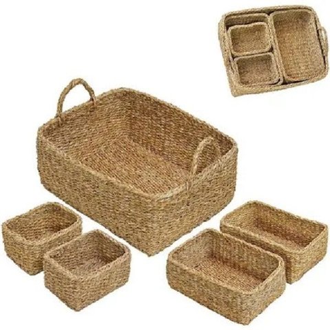 Jogo 5 Cestos Decorativos Sisal - Espressione