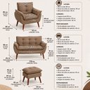 Ver imagem 5 de Kit Sofá Namoradeira + 2 Poltronas + Puff para Sala de Estar Capuccino