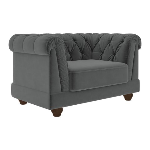 Poltrona Decorativa 130cm Apso Veludo Cinza - Sallar Home