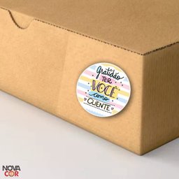 Adesivo Gratidão Ter Você como Cliente Redondo 3x3cm Cores 200un - 3