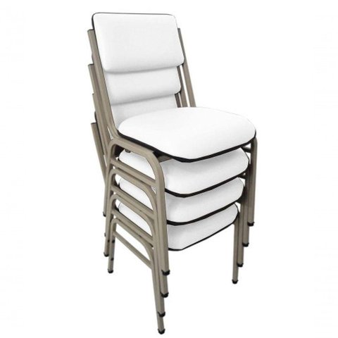 Kit com 4 Cadeiras para Auditórios Linha Hotel Smart Branco