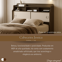 Ver imagem 6 de Cabeceira de Box Casal Jessica Castanho/off com 2 Portas Nichos e Prateleiras Moderna de Mdf