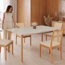 Ver imagem 4 de Mesa para Sala de Jantar 180x100cm Pés Madeira Maciça e Tampo MDF Off com Vidro Off Honda