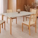 Ver imagem 1 de Mesa para Sala de Jantar 180x100cm Pés Madeira Maciça e Tampo MDF Off com Vidro Off Honda