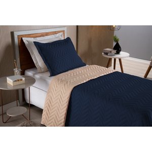 Colcha Cobre Leito Cama de Solteiro 2 Pç Dupla Face Duas Cores Acolchoado Microfibra:azul Escuro e a