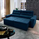 Ver imagem 1 de Sofá Retrátil Reclinável Arizona 2,30m Suede Velut Azul Marinho - King House