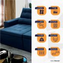 Ver imagem 3 de Sofá Retrátil Reclinável Arizona 2,30m Suede Velut Azul Marinho - King House