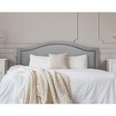 Ver imagem 1 de Cabeceira Casal Curva Luxo 140x60 Suede Cinza - Tachas Fumê