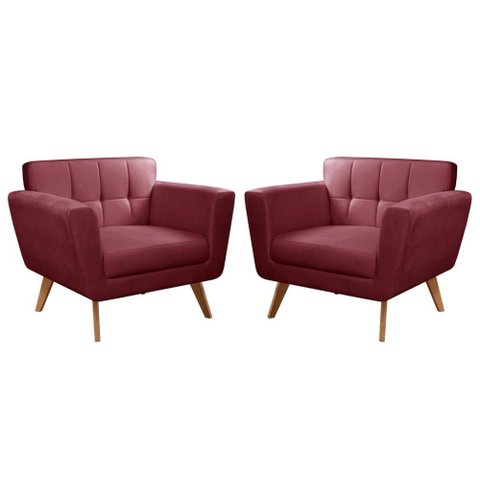 Poltrona Decorativa Bruna Living Sala Quarto Recepção - Suede Bordô 110