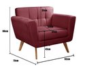Ver imagem 4 de Poltrona Decorativa Bruna Living Sala Quarto Recepção - Suede Bordô 110