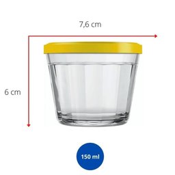 Tigela Pequena Pote Americano de Vidro 150ml Marinex com Tampa Plástica Colorida - 3