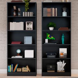 Estante para Livros Dublin 8 Prateleiras Black - Pnr Móveis - 2