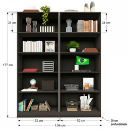 Estante para Livros Dublin 8 Prateleiras Black - Pnr Móveis - 4