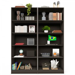 Estante para Livros Dublin 8 Prateleiras Black - Pnr Móveis - 3