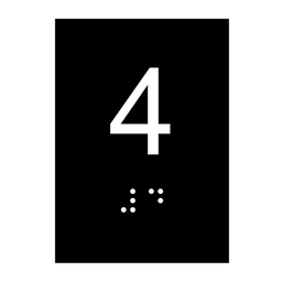 Kit 10 Placas Braile Ps do 4° Andar Elevador Preto - 1