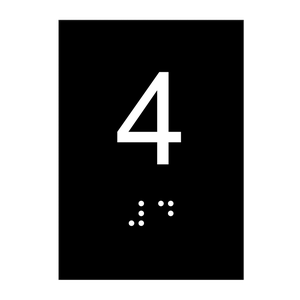 Kit 10 Placas Braile Ps do 4° Andar Elevador Preto