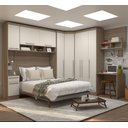 Ver imagem 1 de Guarda Roupa Dormitório Modulado Master Casal Queen 1,58 m Canto c/ Mesa Escrivaninha e Nicho - Luci
