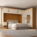 Ver imagem 1 de Guarda Roupa Casal Modulado com Espelho e Cabeceira 100% MDF Imperial Yescasa Cinamomo/Off White
