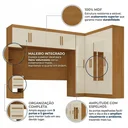 Ver imagem 5 de Guarda Roupa Casal Modulado com Espelho e Cabeceira 100% MDF Imperial Yescasa Cinamomo/Off White