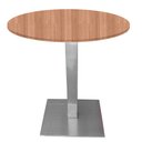 Ver imagem 1 de Mesa Alpha Inox 73,50 Cm (alt) Base Quadrada Tampo Mdp Redondo 60 Cm (larg) X 2,50 Cm (alt) Noce Nat