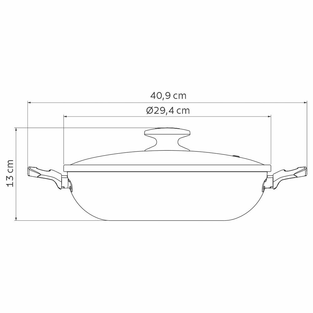 Panela Wok Alumínio Antiaderente 28Cm 3,3L Loreto Grafite - Tramontina 27817120 - 3