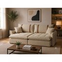 Ver imagem 3 de Sofá Cama Orion 2.20 3 Lugares Retrátil com Chaise 220cm Bege Linho