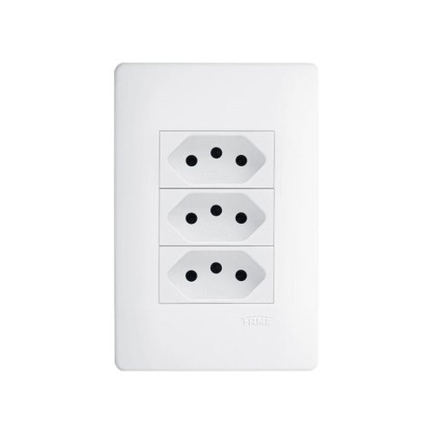 Tomada Tripla Fame Habitat 2p+t 20a com Placa 4x2 Branco