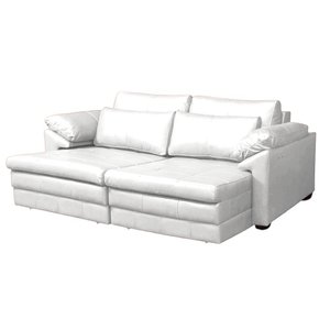 Sofá Decorativo Sala de Estar Marselha Retrátil Elétrico 3 Lugares 215cm Couro Branco - Mozzelar