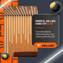 Perfil de Led Embutir 24mm Slim para Gesso - 2 Metros - 2