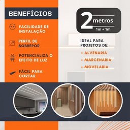 Perfil de Led Embutir 24mm Slim para Gesso - 2 Metros - 4