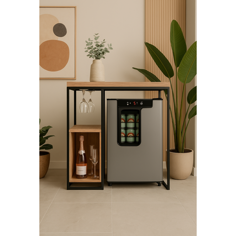 Aparador Adega ou Cervejeira com Nicho Lis Preto Cor:carvalho Hanover