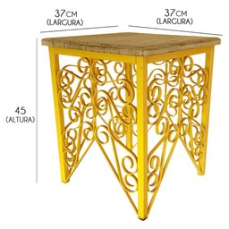 Criado Mudo Quarto de Ferro e Madeira de Demolição Rustico Artesanal - Amarelo - 1