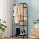 Ver imagem 2 de Arara Guarda Roupas Estante 2 Prateleiras Carrinho Cabideiro