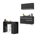 Ver imagem 1 de Cozinha Compacta com Bancada Americana 1 Porta Veneza Multimóveis Mp2207 Preto/branco
